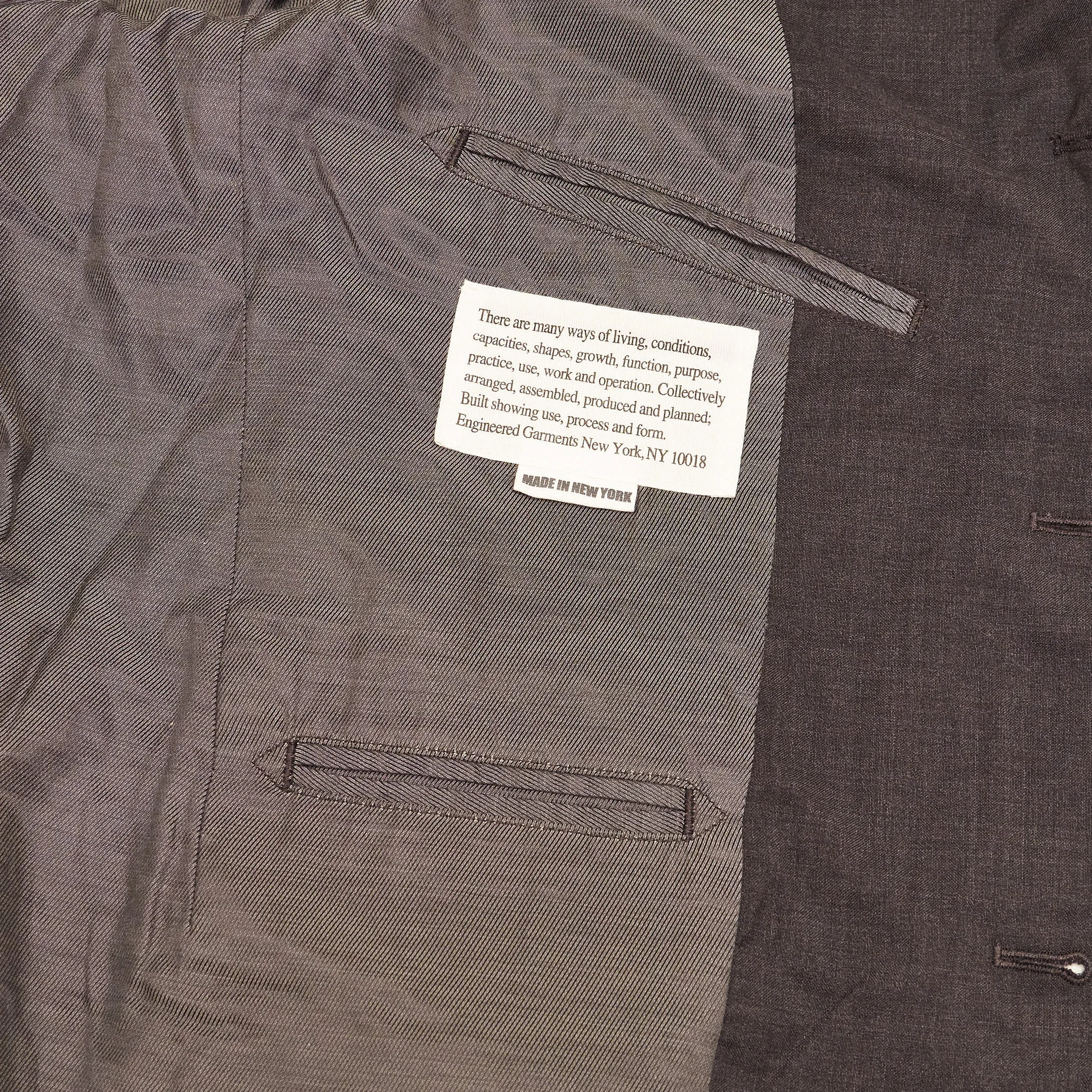 Engineered Garments Tropical Wool Blazer Jacket charcoal