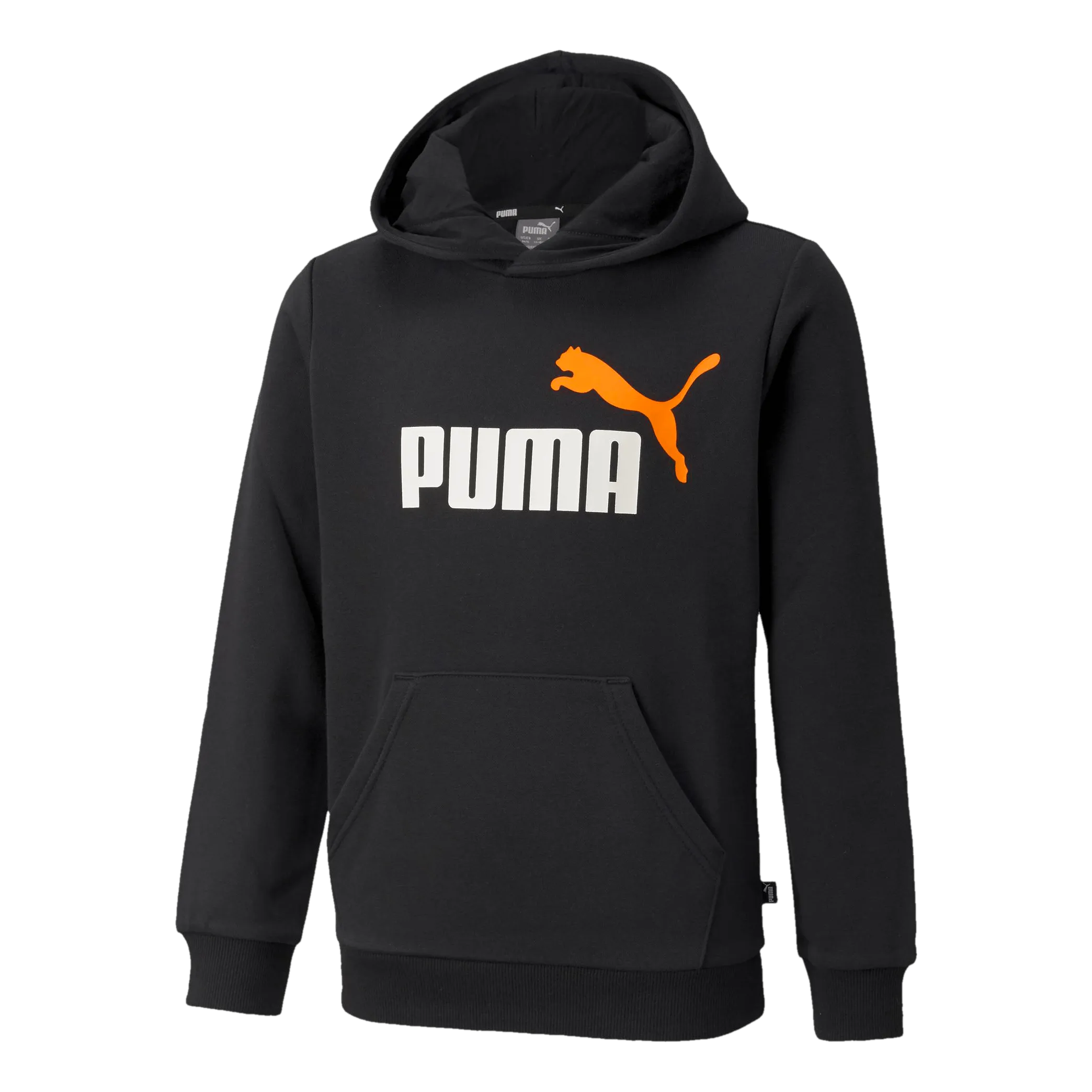 Ess  2 Col Big Logo Hoodie Fl  Puma Black-vibrant Orange