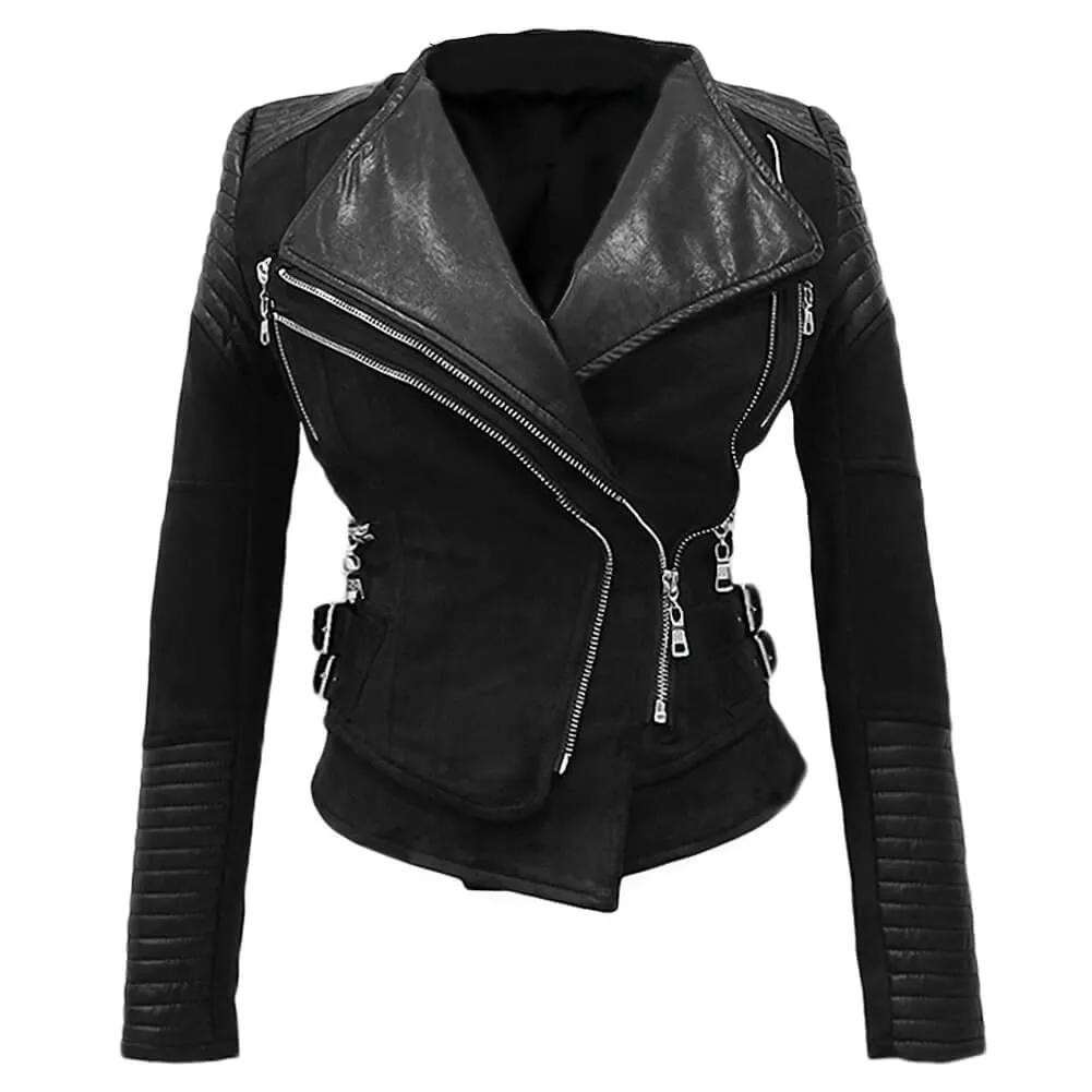 Faux Suede Leather Jacket Women Coat Moto Jackets