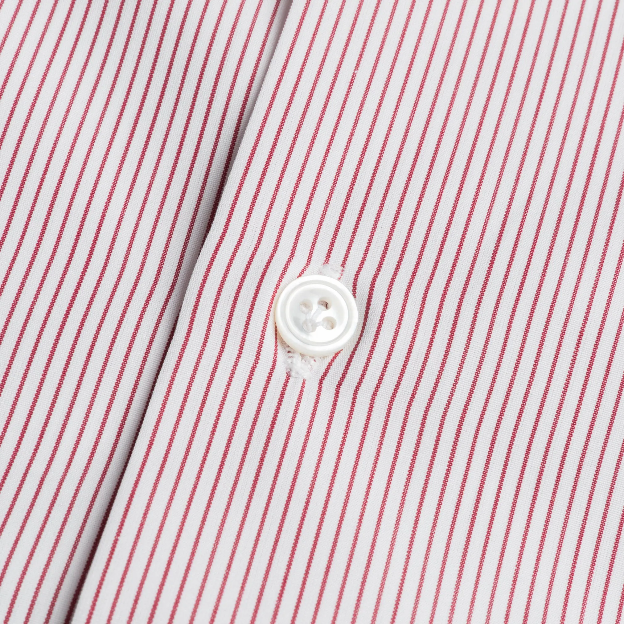 Finamore Milano Shirt Eduardo Collar Alumo Burgundy Pencil Stripe