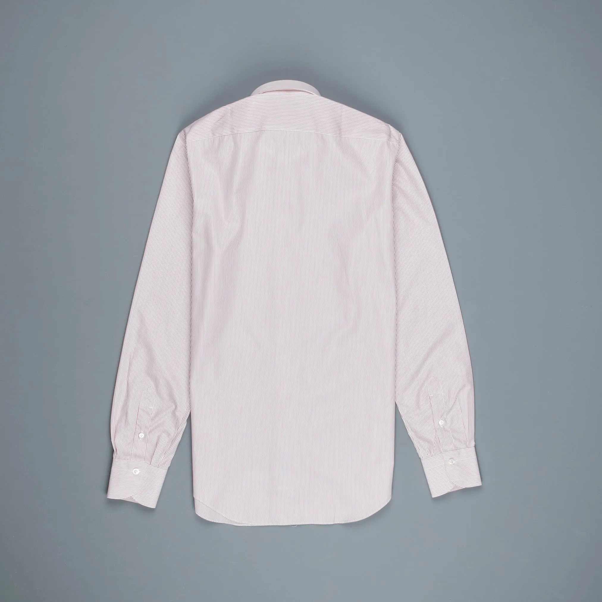 Finamore Milano Shirt Eduardo Collar Alumo Burgundy Pencil Stripe