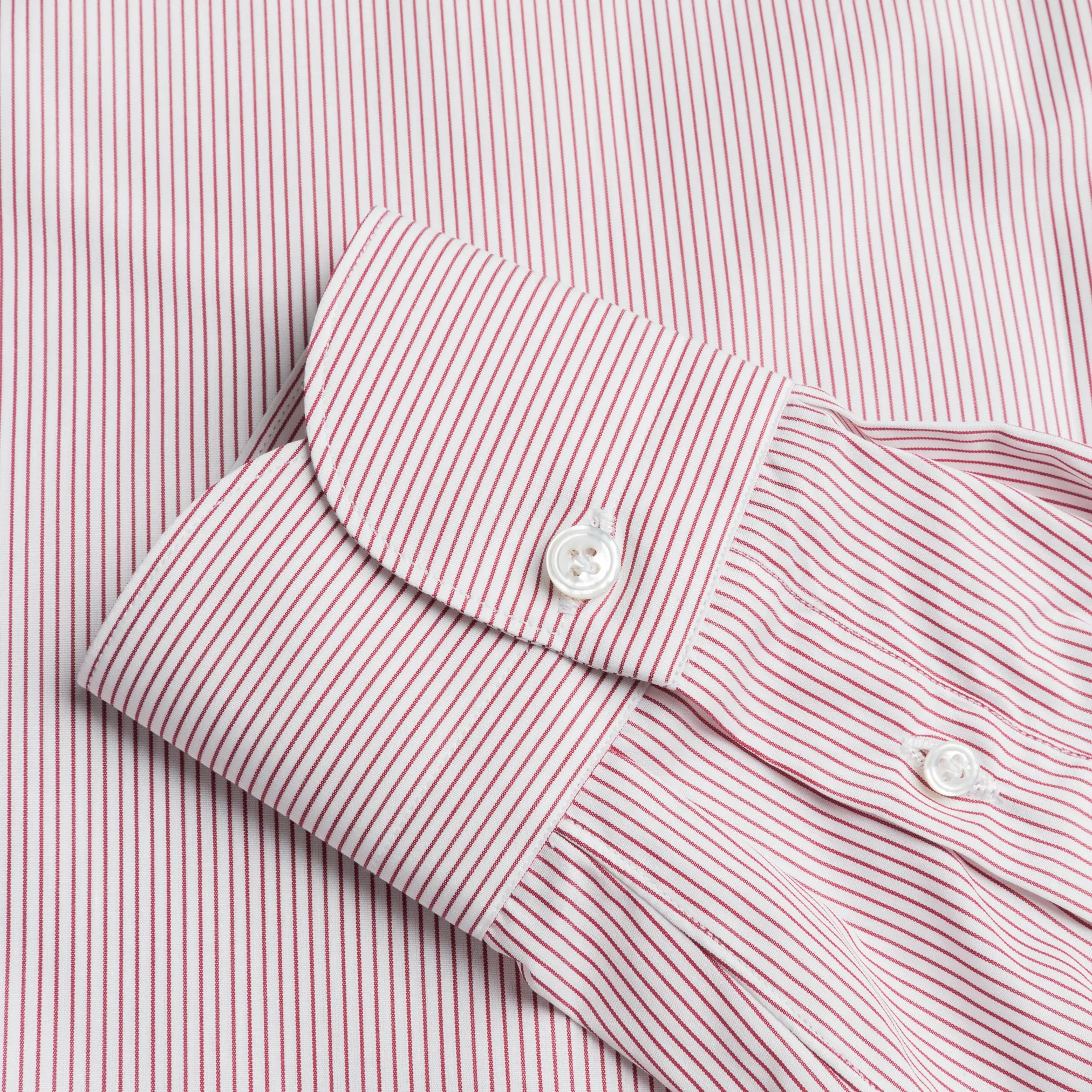 Finamore Milano Shirt Eduardo Collar Alumo Burgundy Pencil Stripe