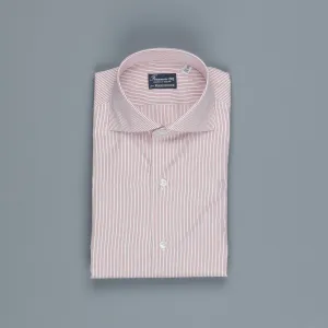 Finamore Milano Shirt Eduardo Collar Alumo Burgundy Pencil Stripe