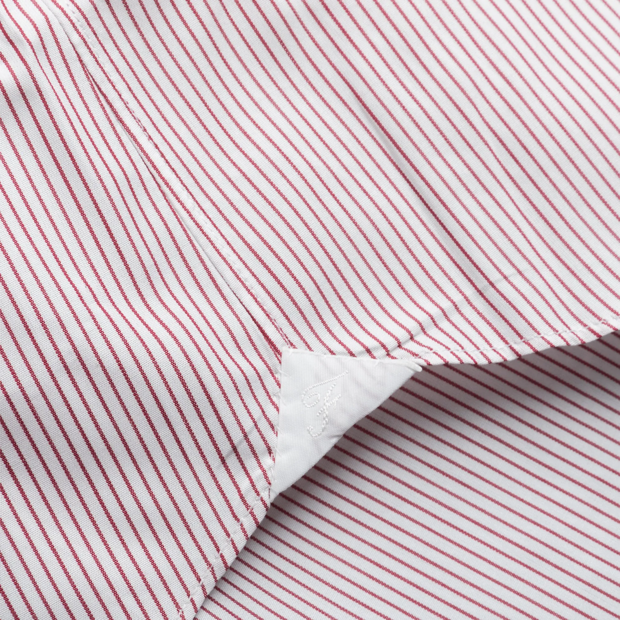 Finamore Milano Shirt Eduardo Collar Alumo Burgundy Pencil Stripe