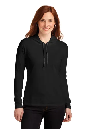 Gildan Ladies 100 Combed Ring Spun Cotton Long Sleeve Hooded T-Shirt 887L