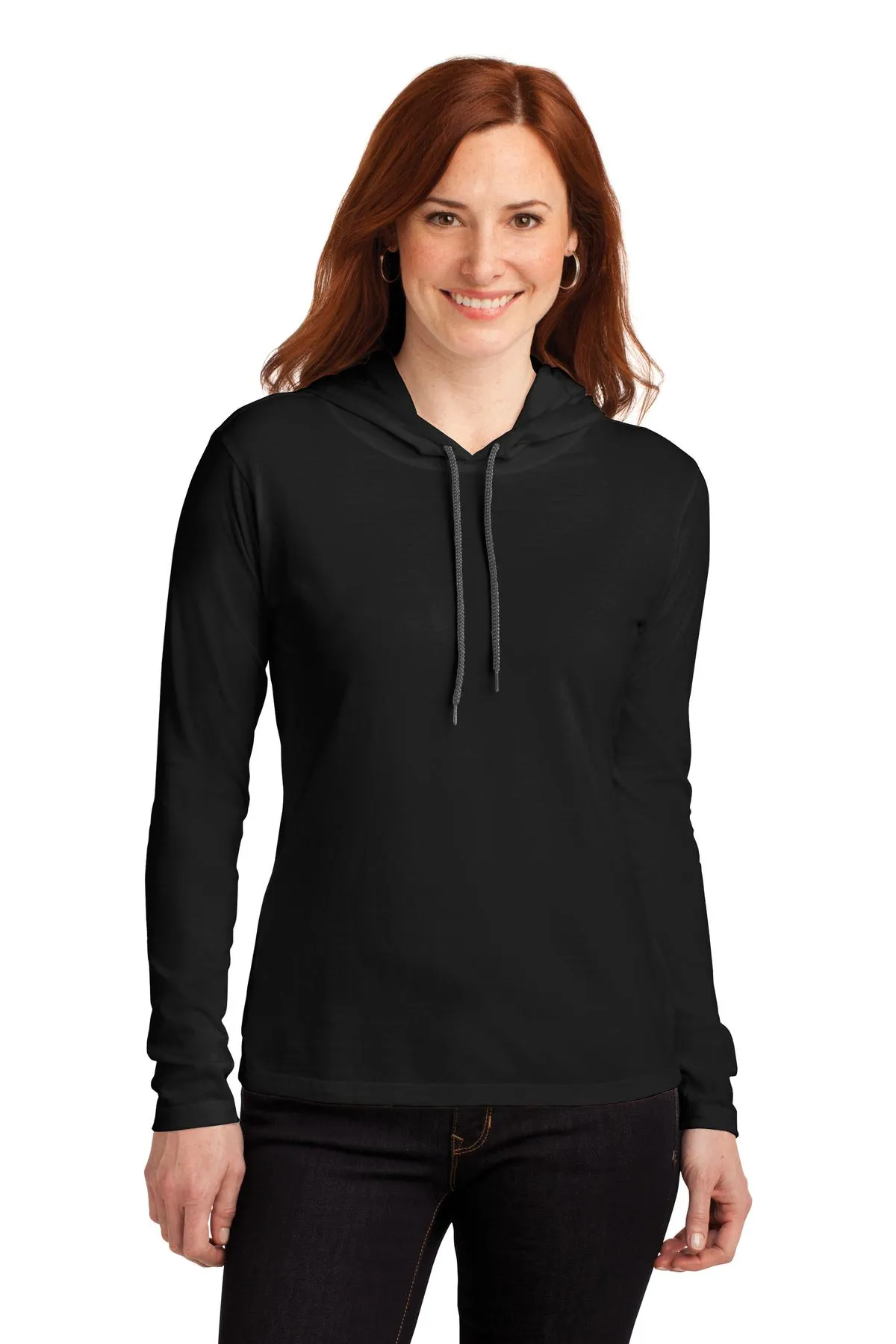 Gildan Ladies 100 Combed Ring Spun Cotton Long Sleeve Hooded T-Shirt 887L