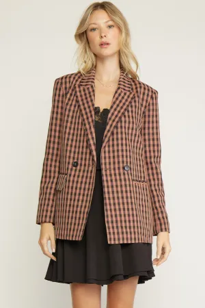 Gingham print blazer