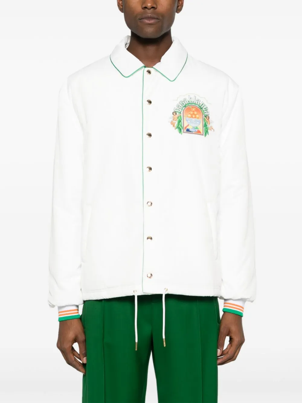 graphic-print shirt jacket