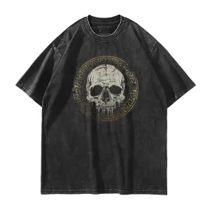 Greece Fretwork Totem Skull Washed T-Shirt