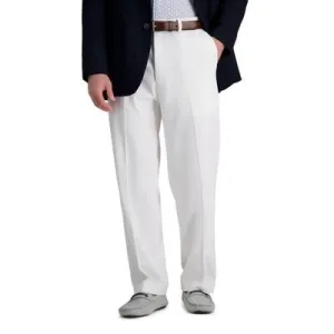 Haggar Mens Classic fit Dress Pants 36 / 31 White Solid Stretch