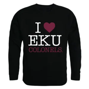 I Love EKU Eastern Kentucky University Colonels Crewneck Pullover Sweatshirt Sweater
