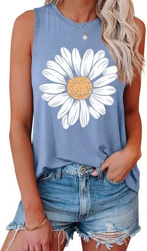 IRISGOD Womens Tank Tops Loose Fit Summer Cute Graphic Sleeveless Shirts Workout Basic Tunic
