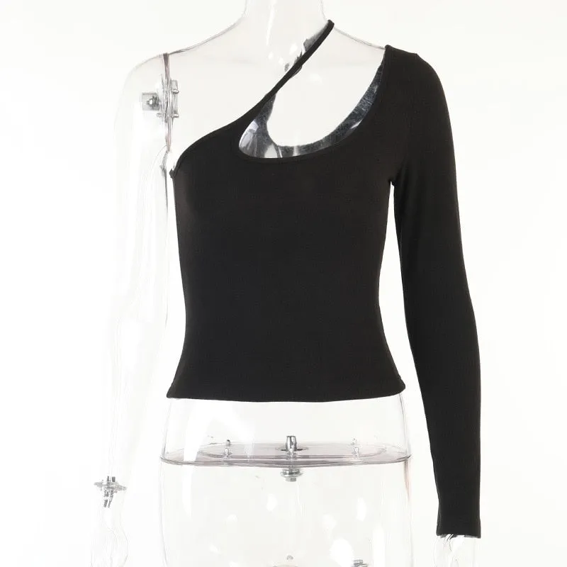 Irregular Straps one sleeve Cropped Top
