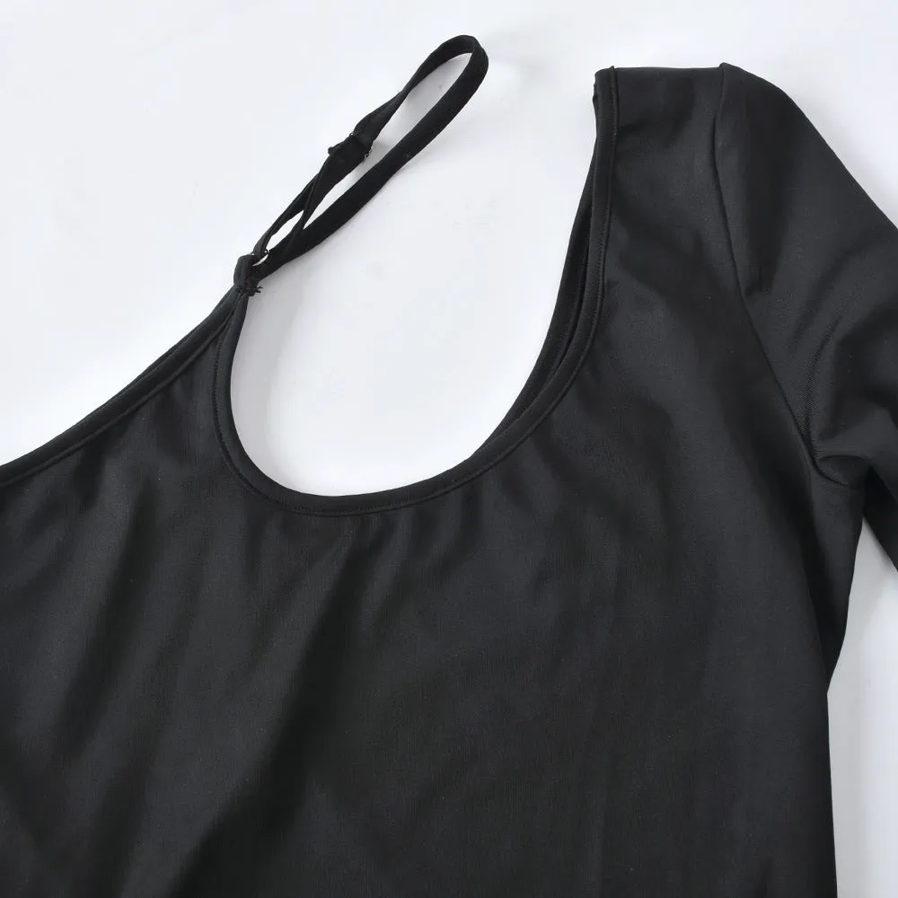 Irregular Straps one sleeve Cropped Top