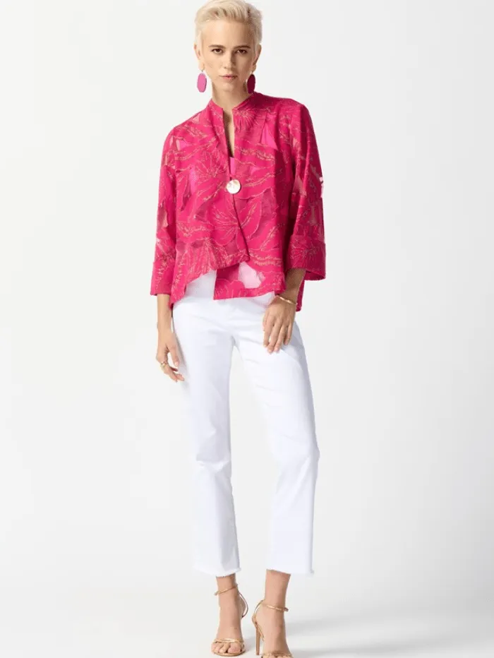 Joseph Ribkoff Jacquard Tropical Print Swing Jacket 242219 Col 4254