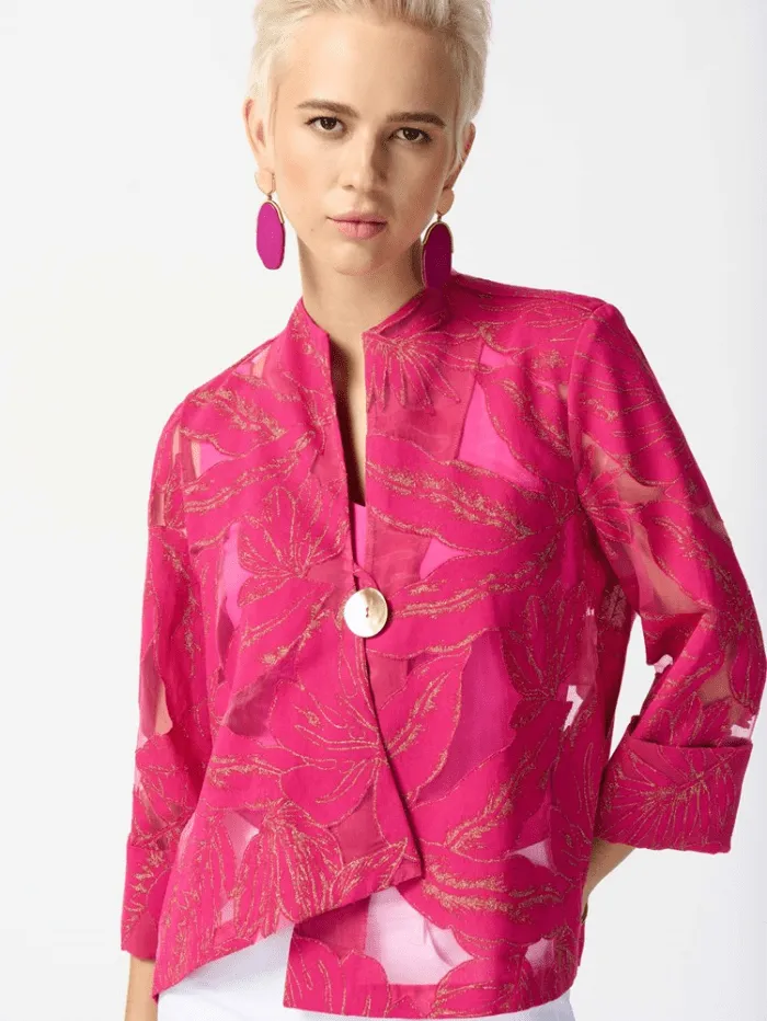 Joseph Ribkoff Jacquard Tropical Print Swing Jacket 242219 Col 4254