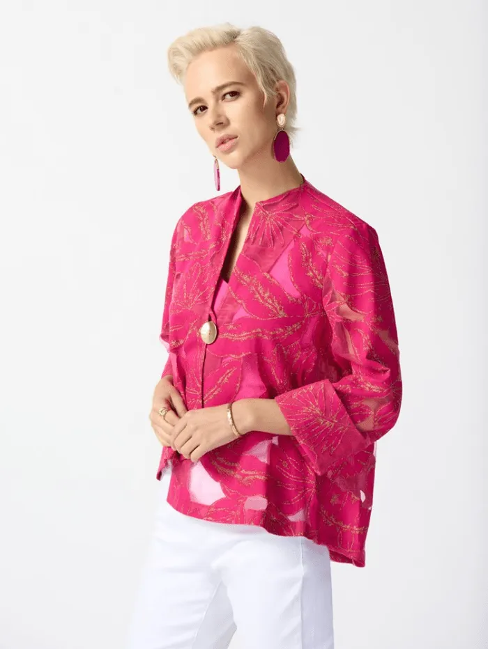 Joseph Ribkoff Jacquard Tropical Print Swing Jacket 242219 Col 4254