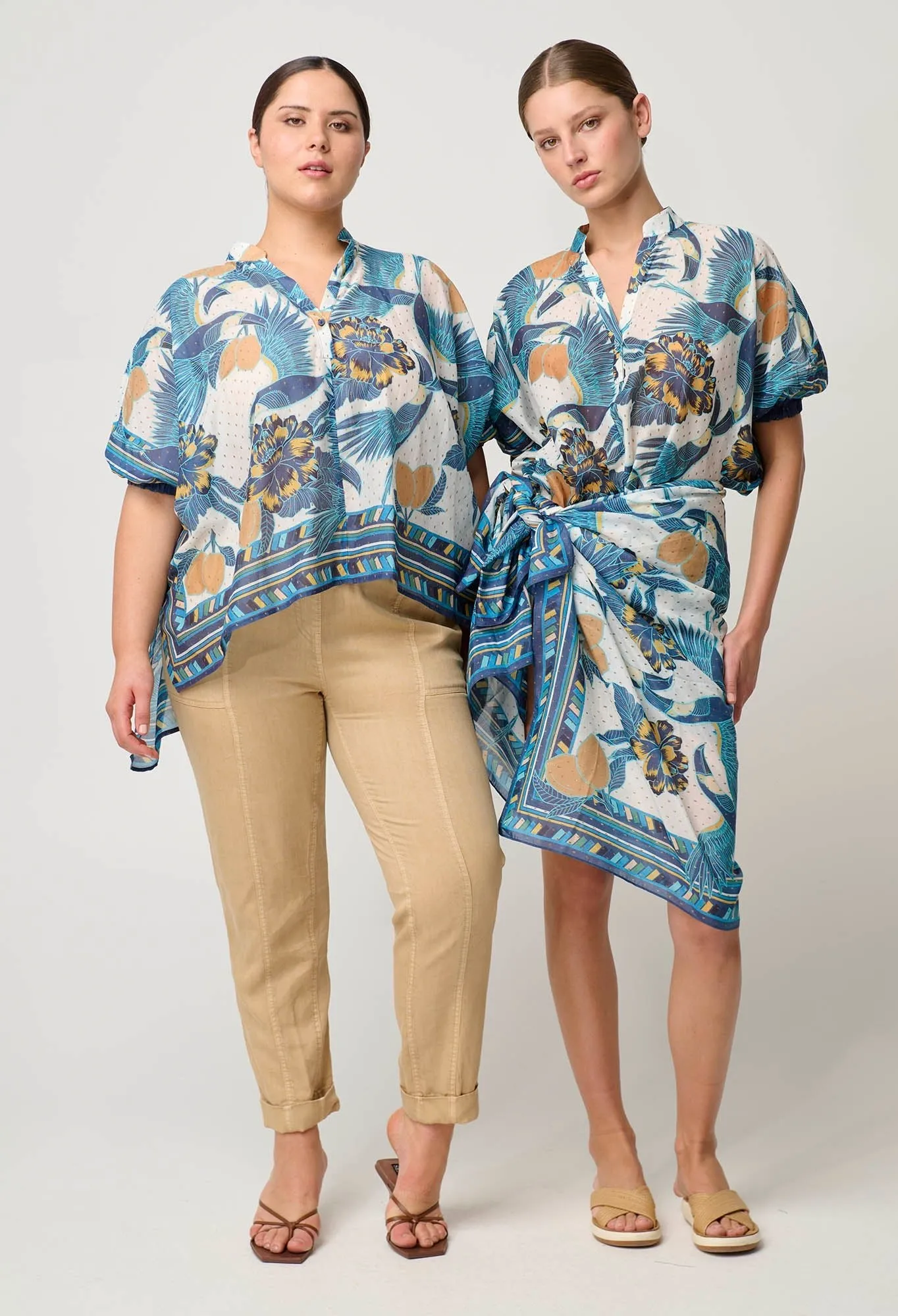 Kimona Cotton Silk Scarf Hem Top