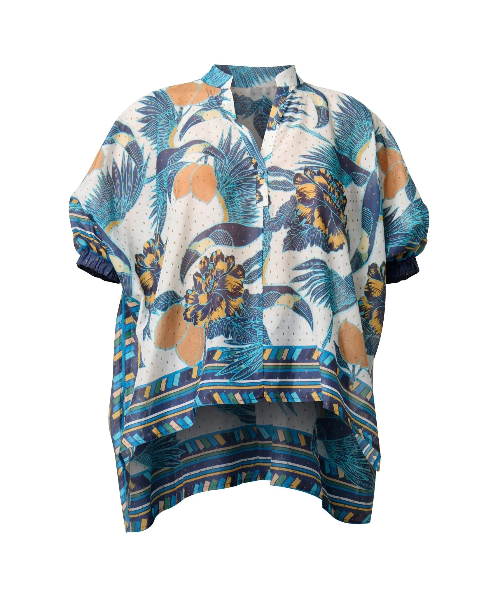 Kimona Cotton Silk Scarf Hem Top