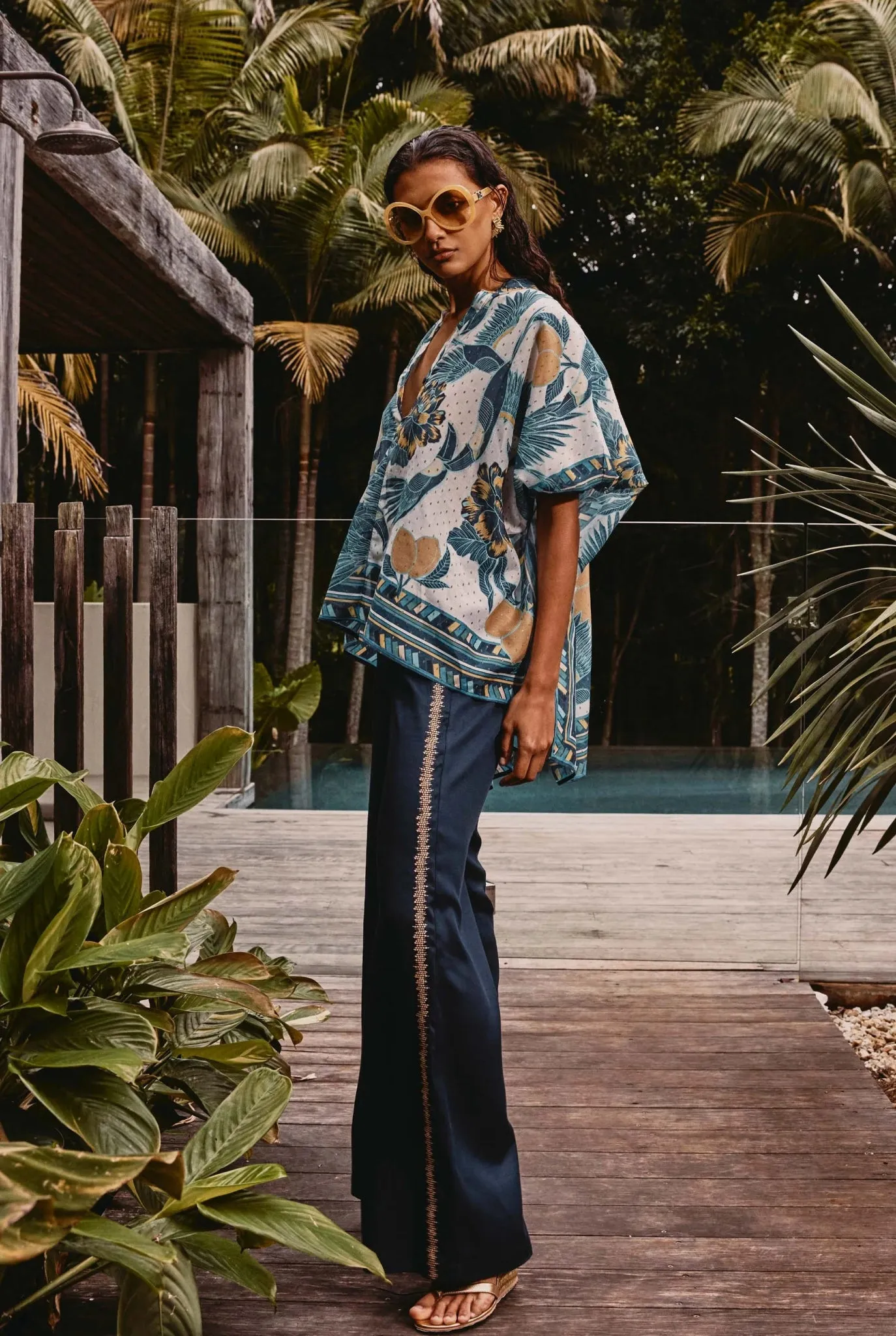 Kimona Cotton Silk Scarf Hem Top
