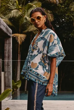 Kimona Cotton Silk Scarf Hem Top