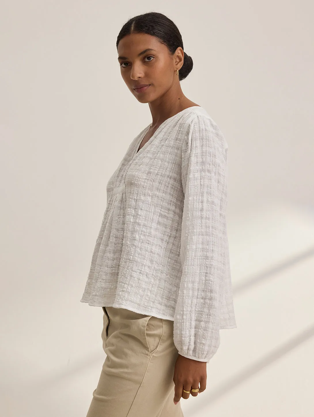 Kora Textured Gauze Top - White