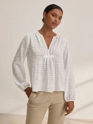 Kora Textured Gauze Top - White