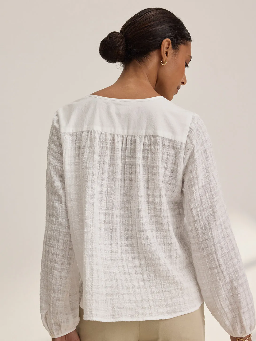 Kora Textured Gauze Top - White
