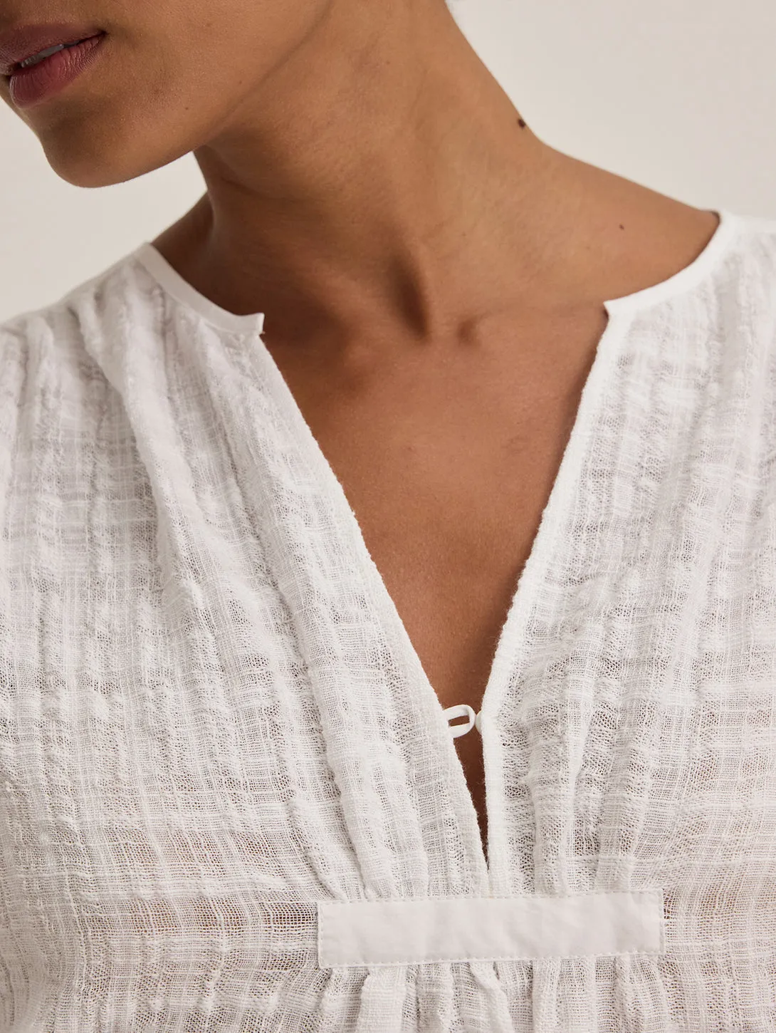 Kora Textured Gauze Top - White