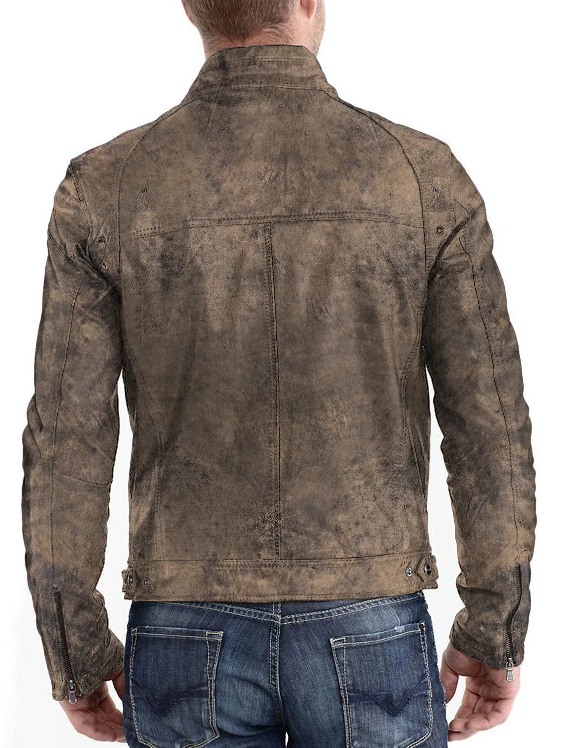 Leather Jackets Hub Mens Genuine Lambskin Leather Jacket (Black, Racer Jacket) - 1501233