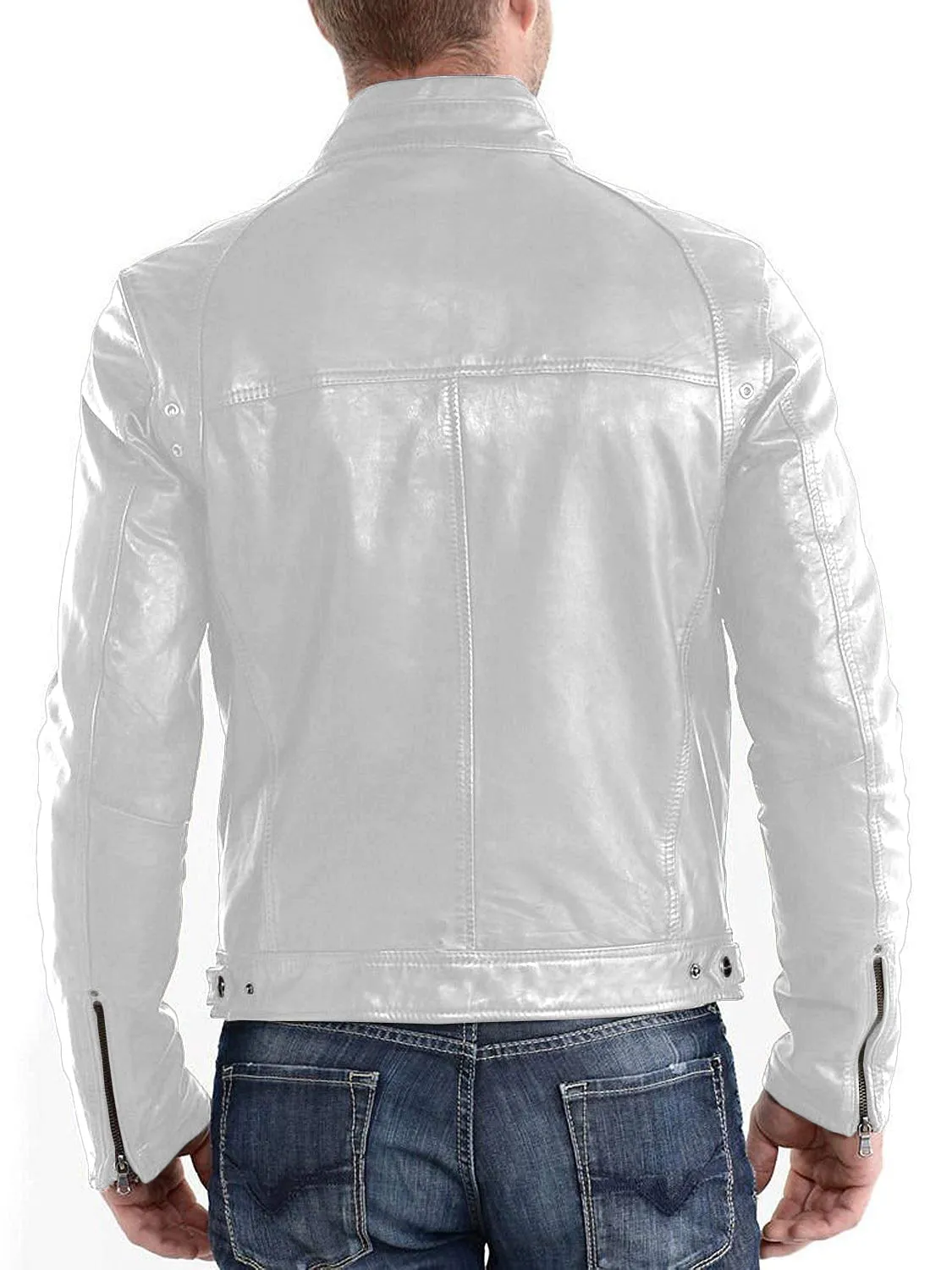 Leather Jackets Hub Mens Genuine Lambskin Leather Jacket (Black, Racer Jacket) - 1501233