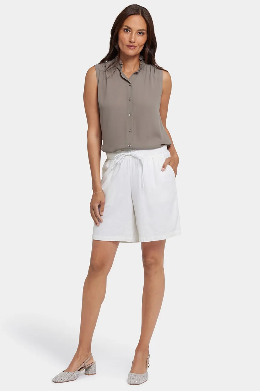 Leichte Bermuda-Shorts aus Stretch-Leinen | White