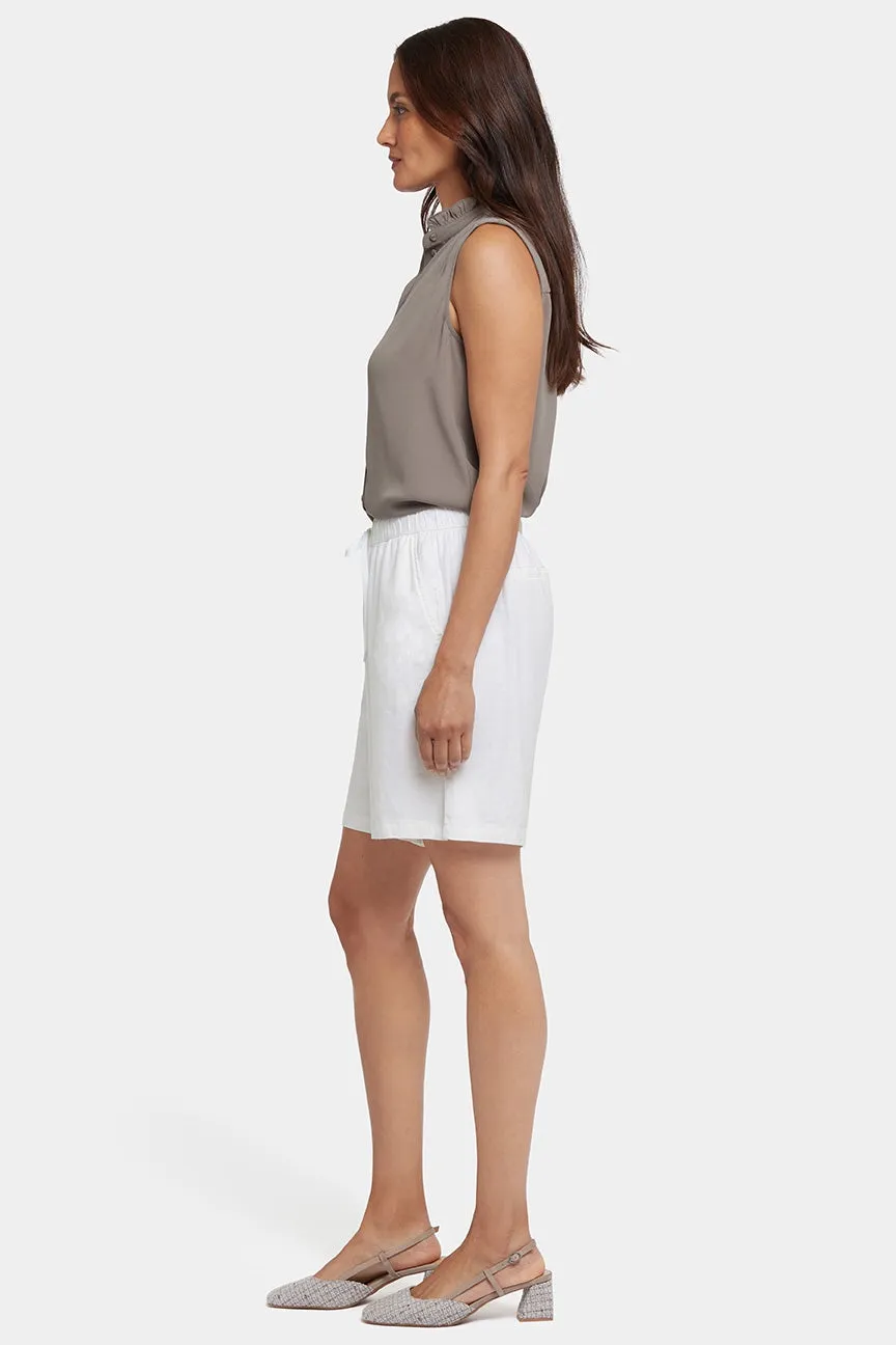 Leichte Bermuda-Shorts aus Stretch-Leinen | White
