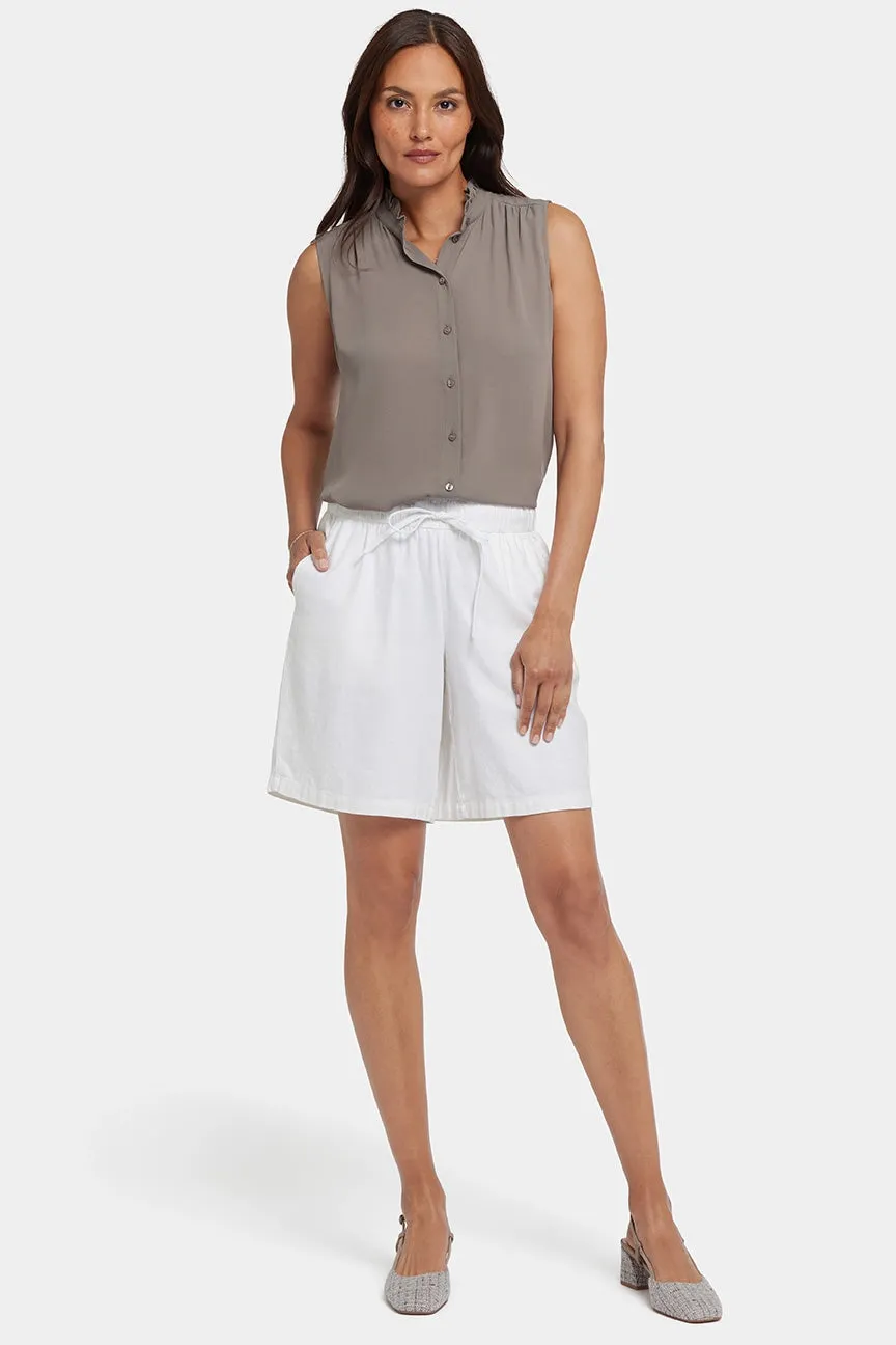 Leichte Bermuda-Shorts aus Stretch-Leinen | White