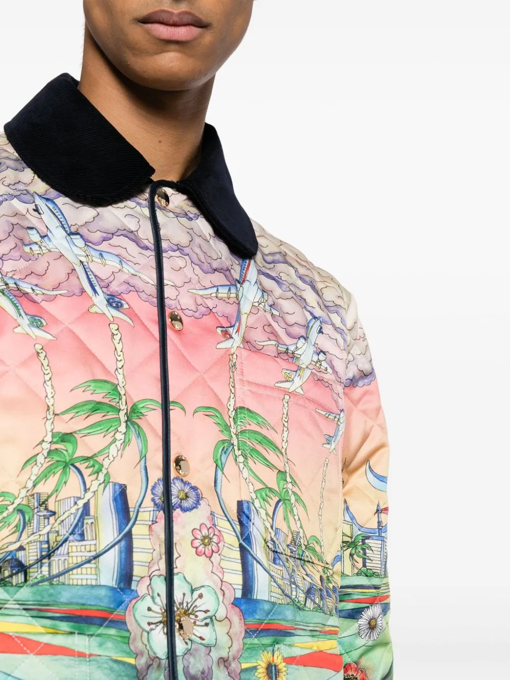 L'Envol print quilted satin jacket