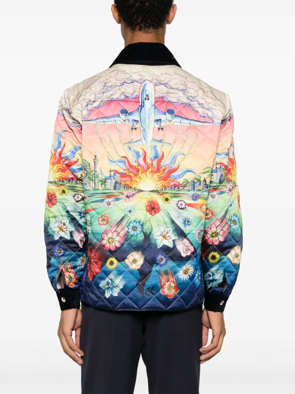 L'Envol print quilted satin jacket