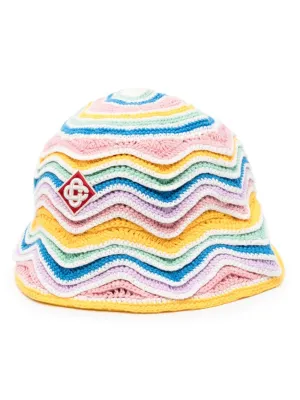 logo-patch crochet bucket hat