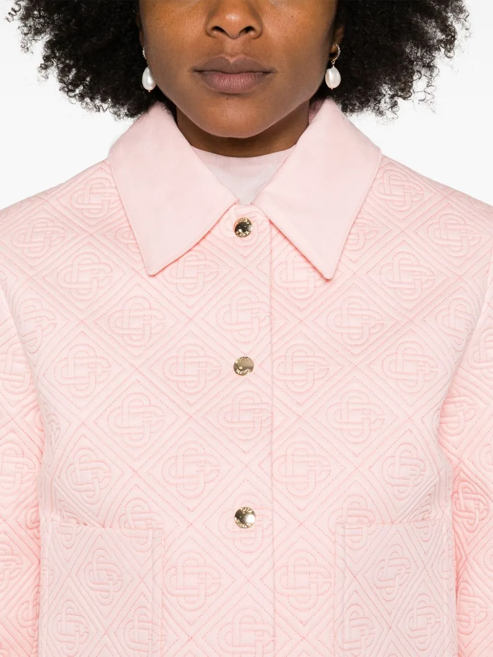 logo-quilted shirt jacket