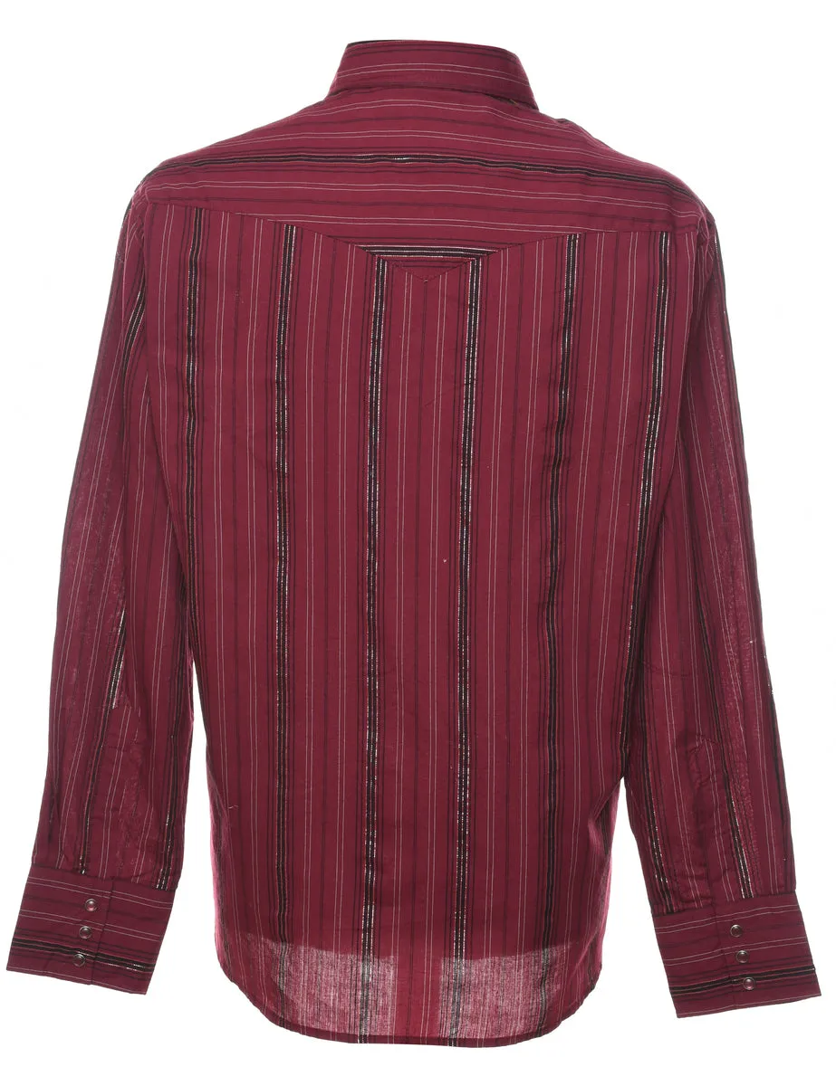 Maroon & Silver Wrangler Striped Shirt - XL