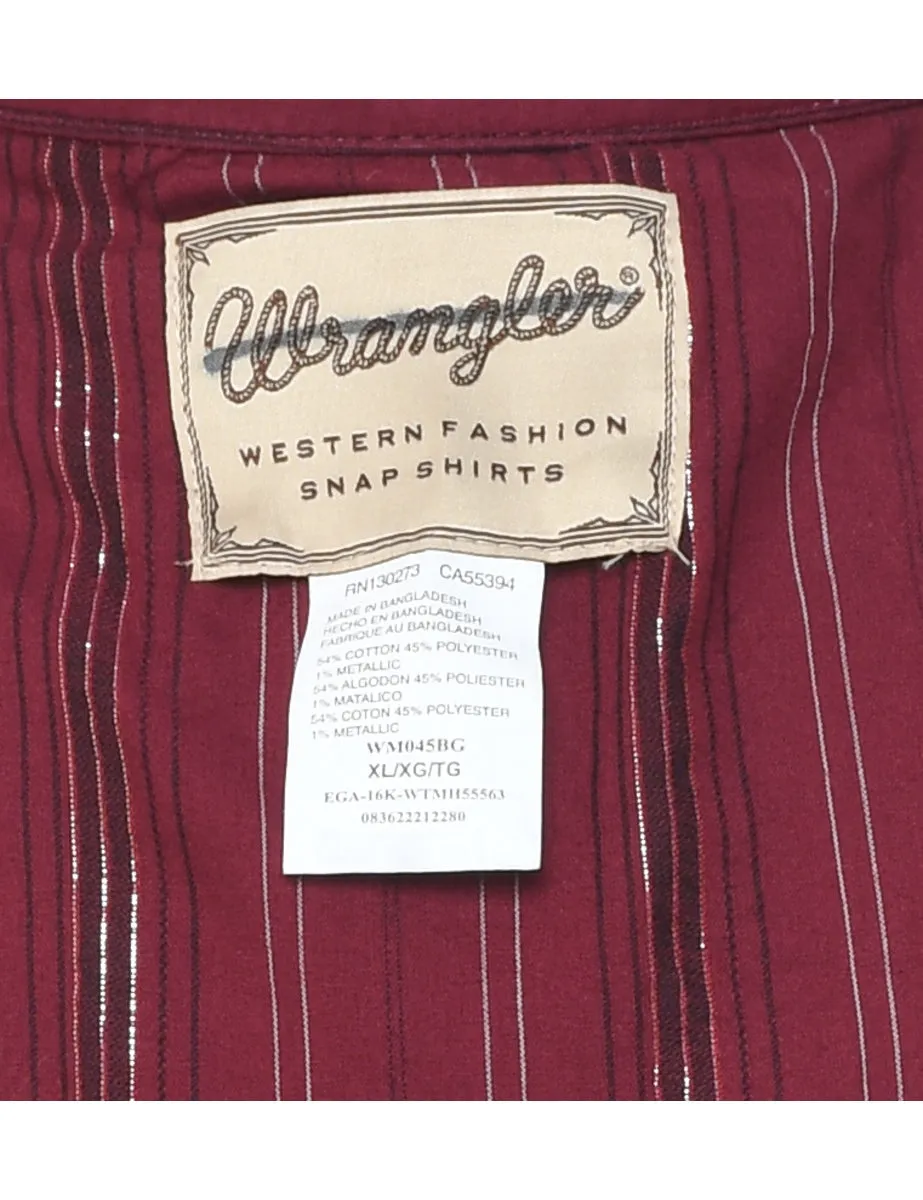 Maroon & Silver Wrangler Striped Shirt - XL