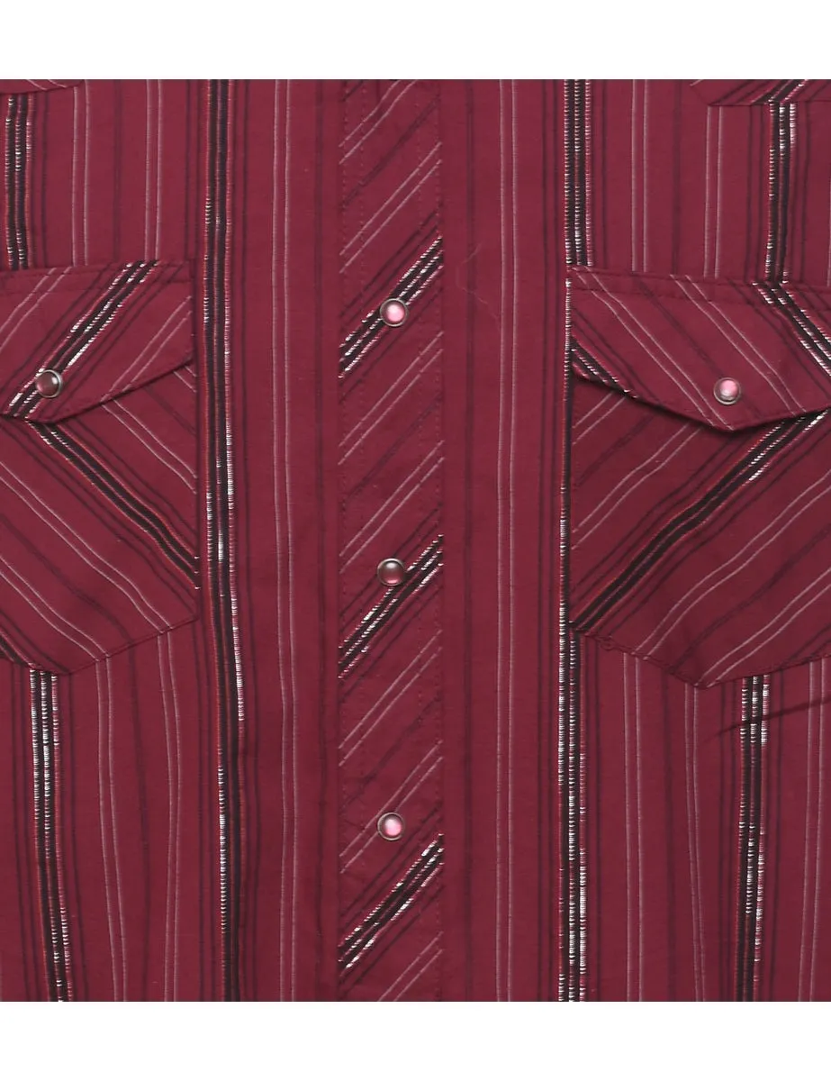 Maroon & Silver Wrangler Striped Shirt - XL