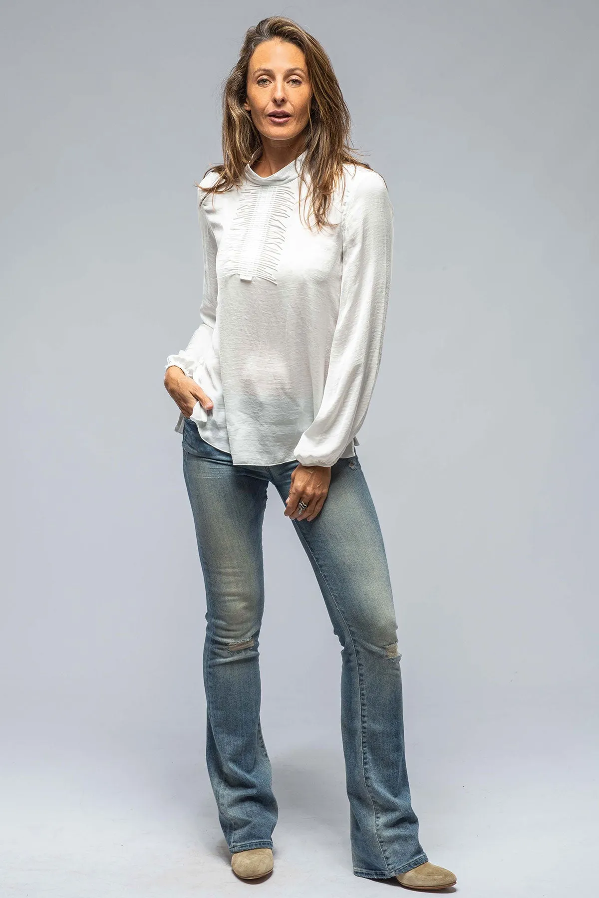 Mave Fringe Front Blouse In White