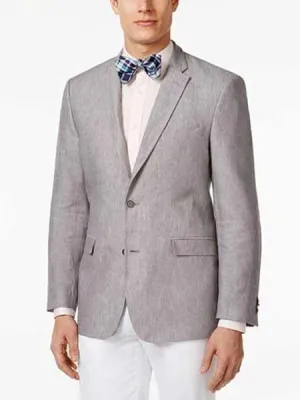 Mens Lightweight Blazer - Men's Linen 2 Button Sport Coat Classic Fit Grey Blazer