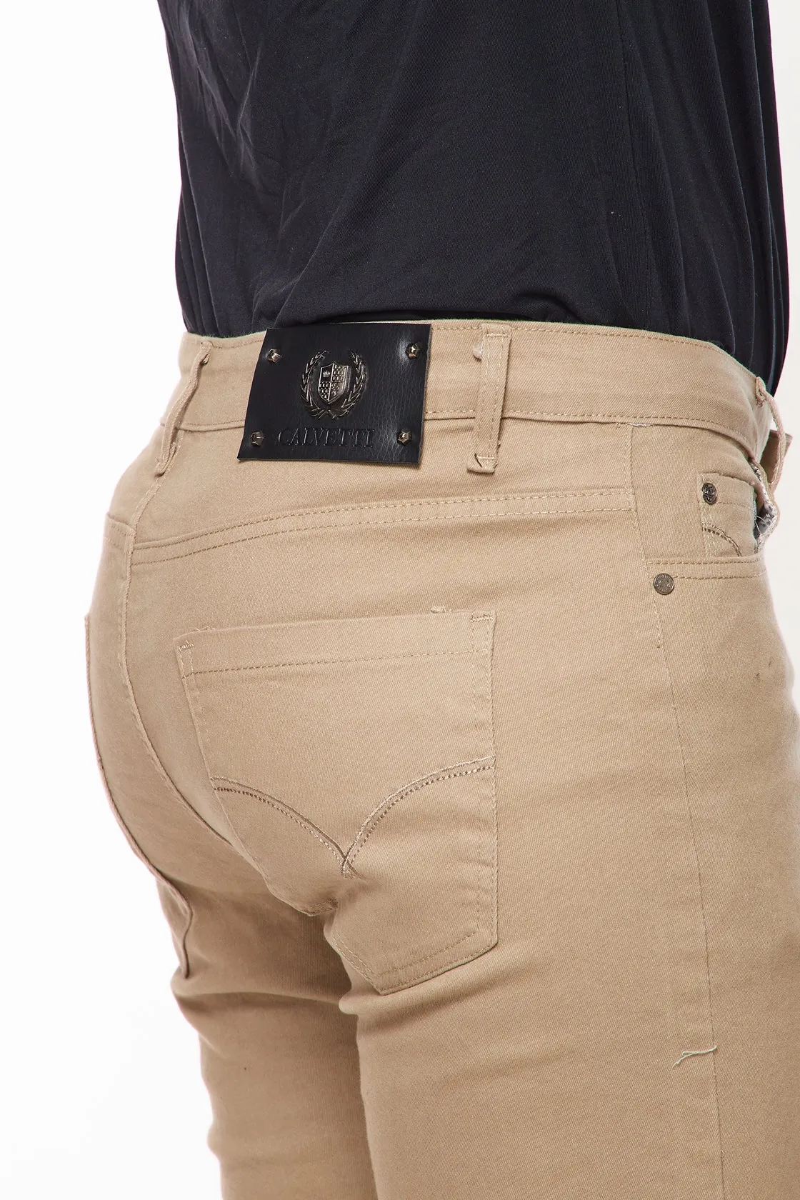 Men's Super Comfortable Super Skinny Fit Jeans-HLP-505 KHAKI
