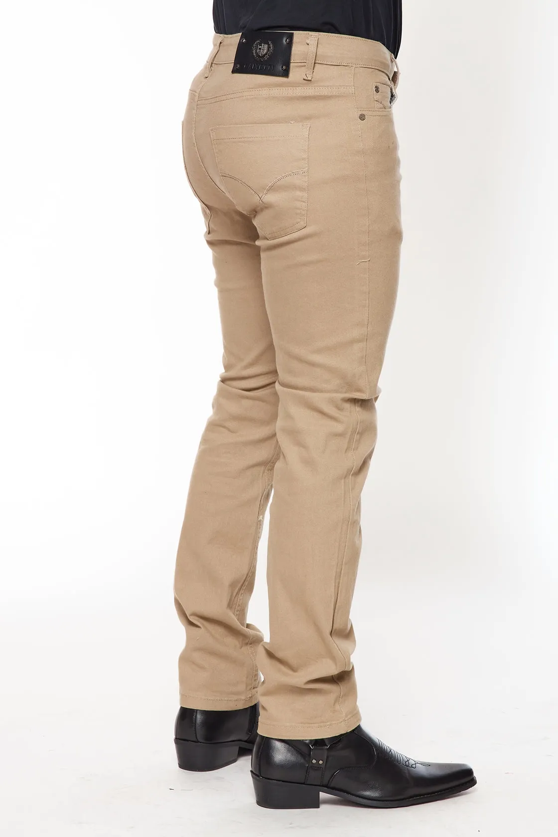 Men's Super Comfortable Super Skinny Fit Jeans-HLP-505 KHAKI