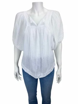 Michael Stars Women's Gauze Baloon Sleeve Top White Size S