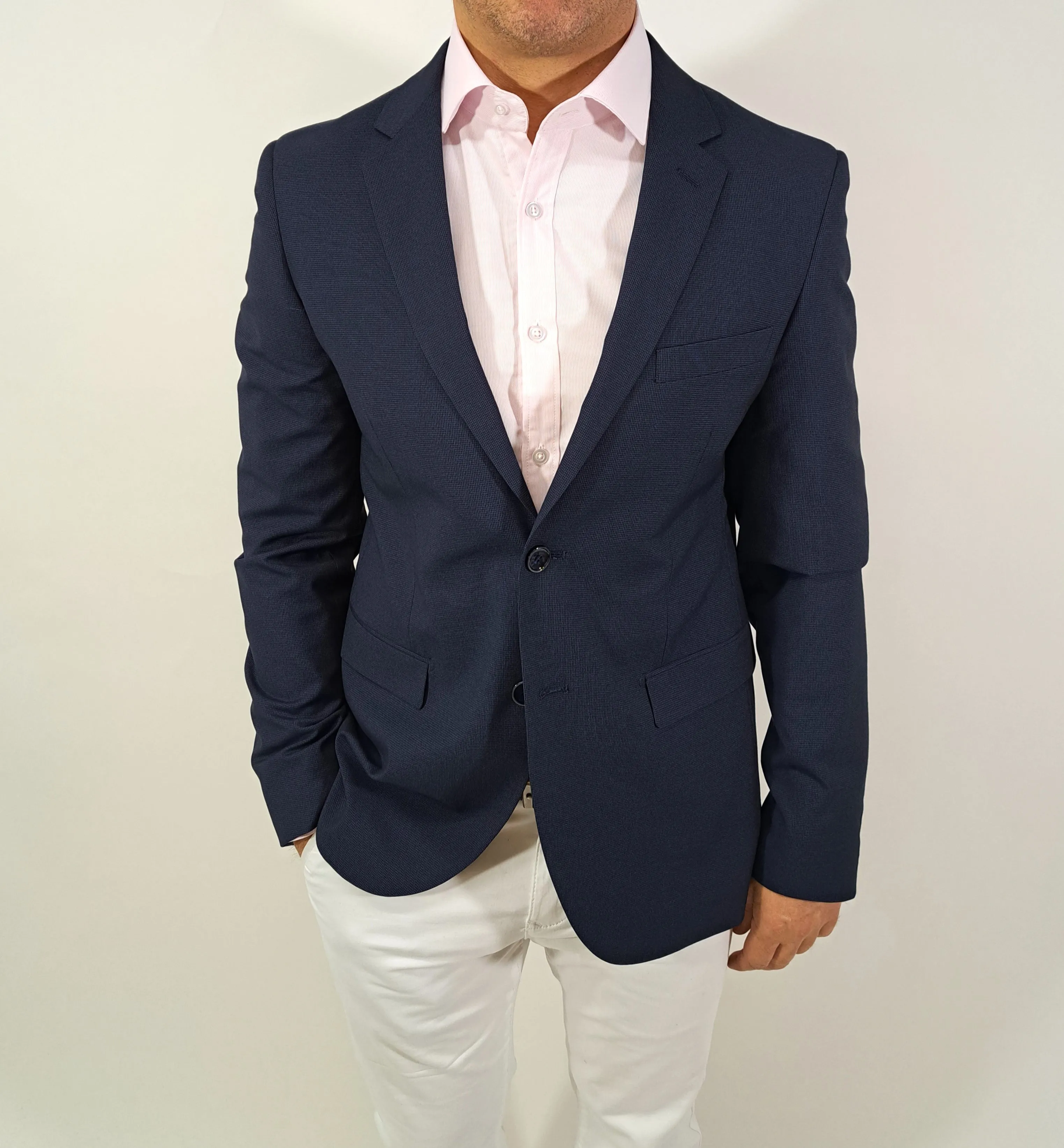 MT BLUE NAVY MICRO STRUCTURED BLAZER