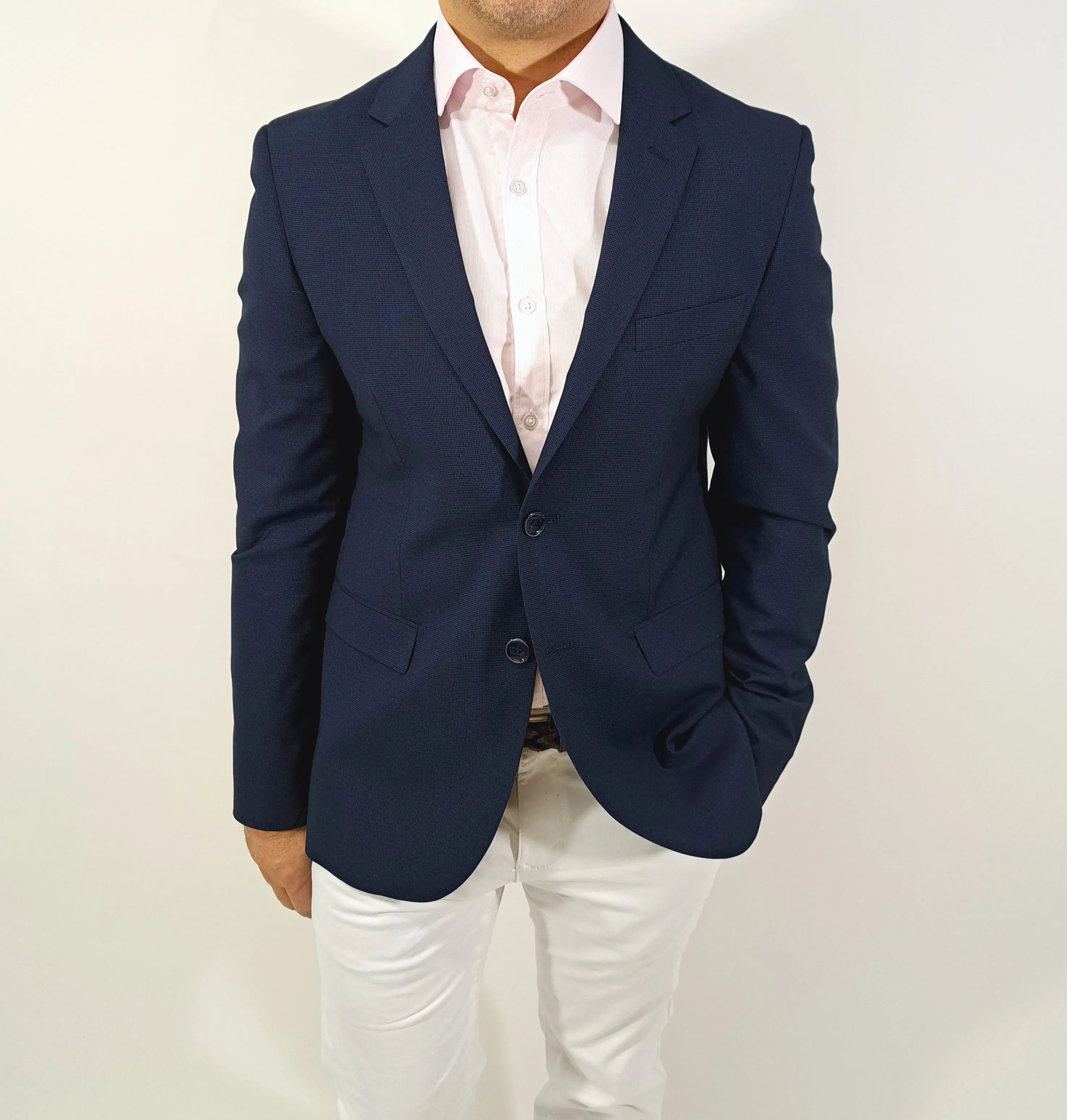 MT BLUE NAVY MICRO STRUCTURED BLAZER