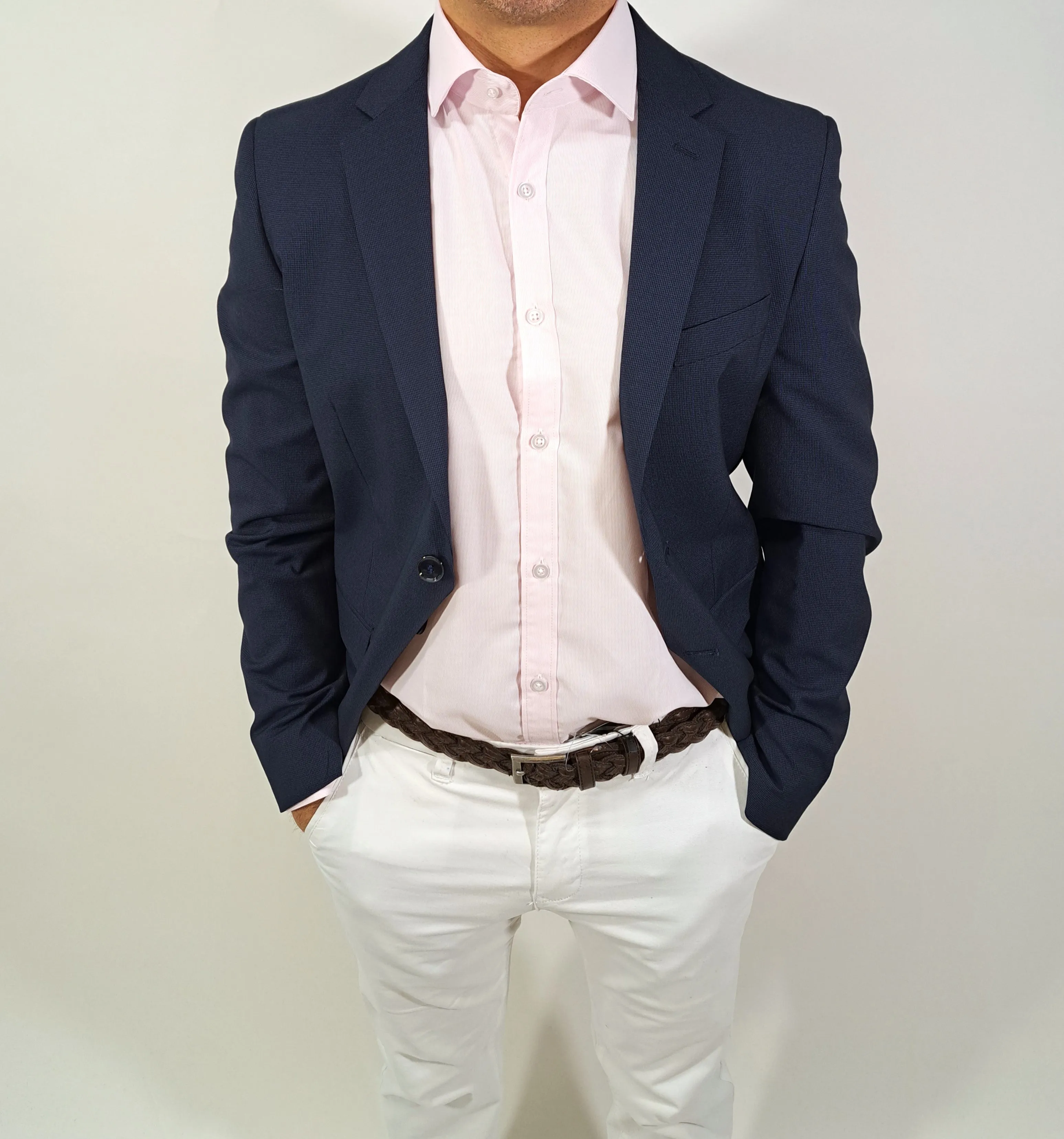 MT BLUE NAVY MICRO STRUCTURED BLAZER