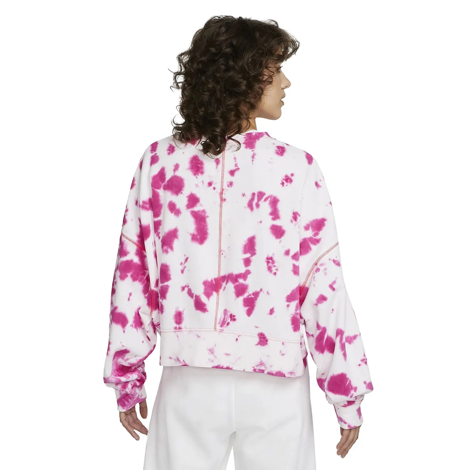 Nike Oversized Fleece Tie-Dye Crew Women's Sweatshirt Pink-Red-Black